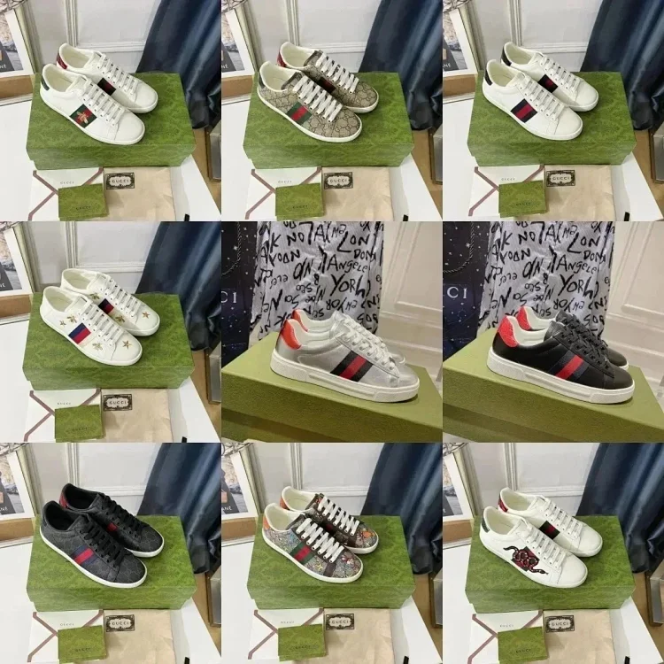 GUCCI ACE Round Toe Lace-Up Low-Top Sneakers